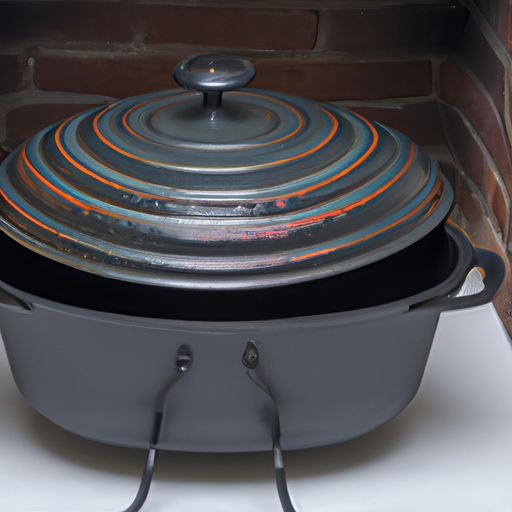 A classic cast iron Dutch oven, the perfect vessel for roasting a turkey.